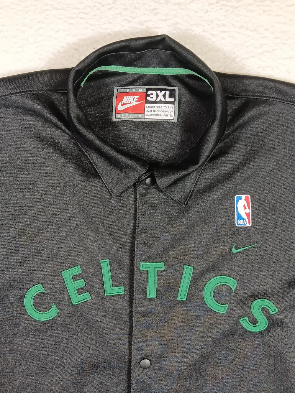 Nike Boston Celtics Rewind Shooting Shirt Mens 3XL Black Warm Up Snap Button 25